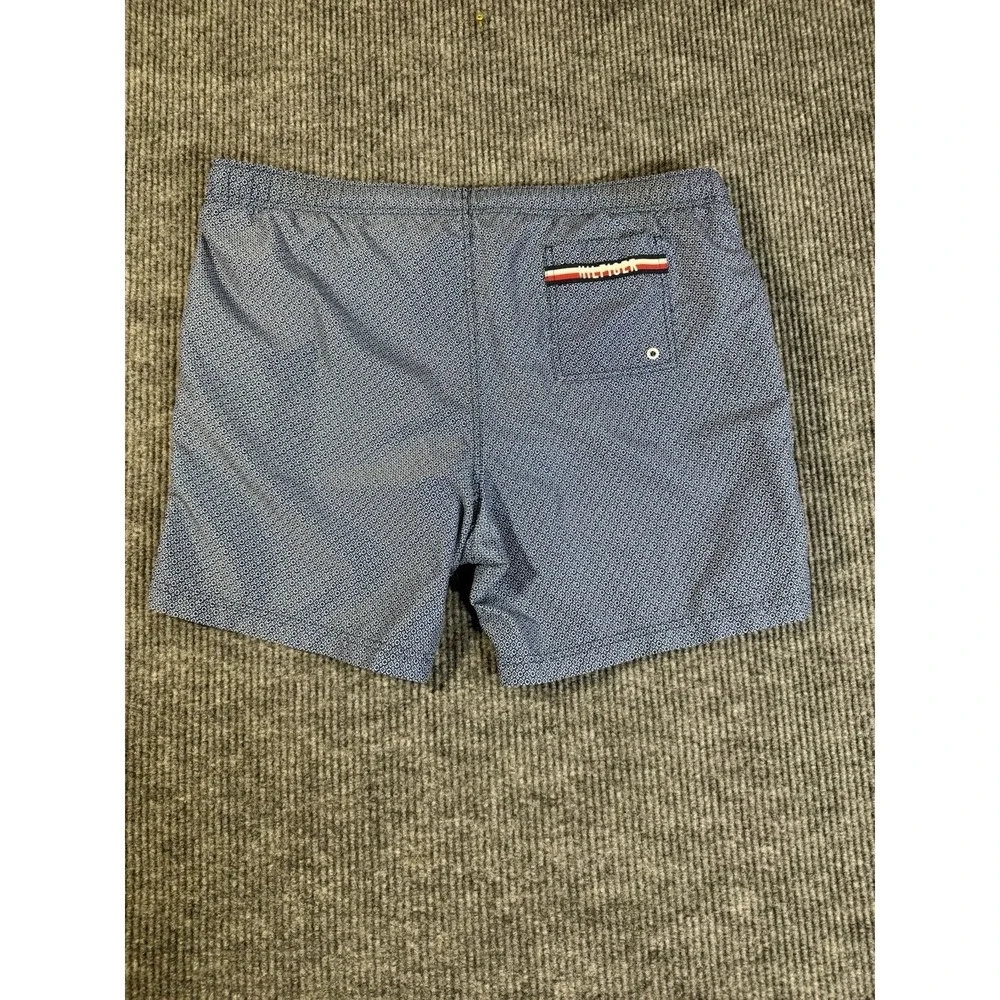 Tommy Hilfiger Men's Swim Shorts Blue Geometric XL‎ Drawstring Mesh Lined